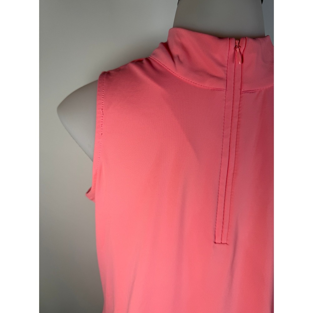 Lulu-B Womens Coral Pink Sleeveless Quarter Zip Mock Neck Golf Top XS - Picture 3 of 9
